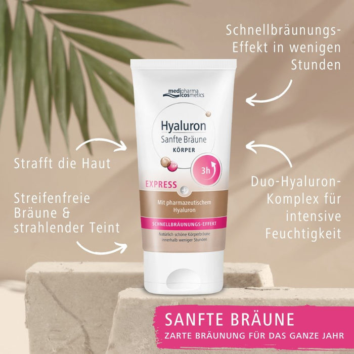 Medipharma Cosmetics Hyaluron Sanfte Bräune Express Körper mit Schnellbräunungs-Effekt, 150 ml Creme