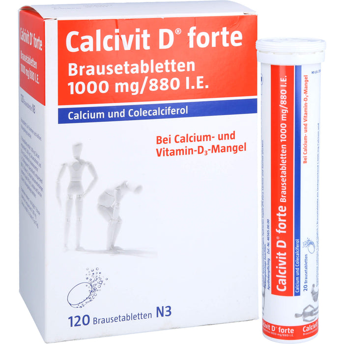 Calcivit D forte Brausetabletten 1000 mg / 880 I.E. bei Calcium und Vitamin-D3-Mangel, 120 pc Tablettes