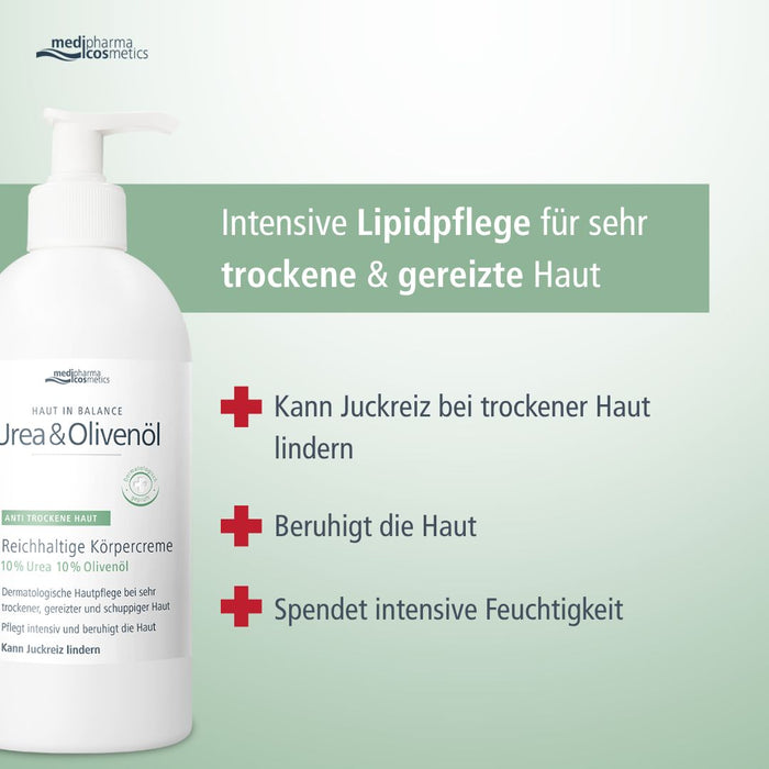 medipharma cosmetics Haut in Balance Urea & Olivenöl reichhaltige Körpercreme, 500 ml Creme