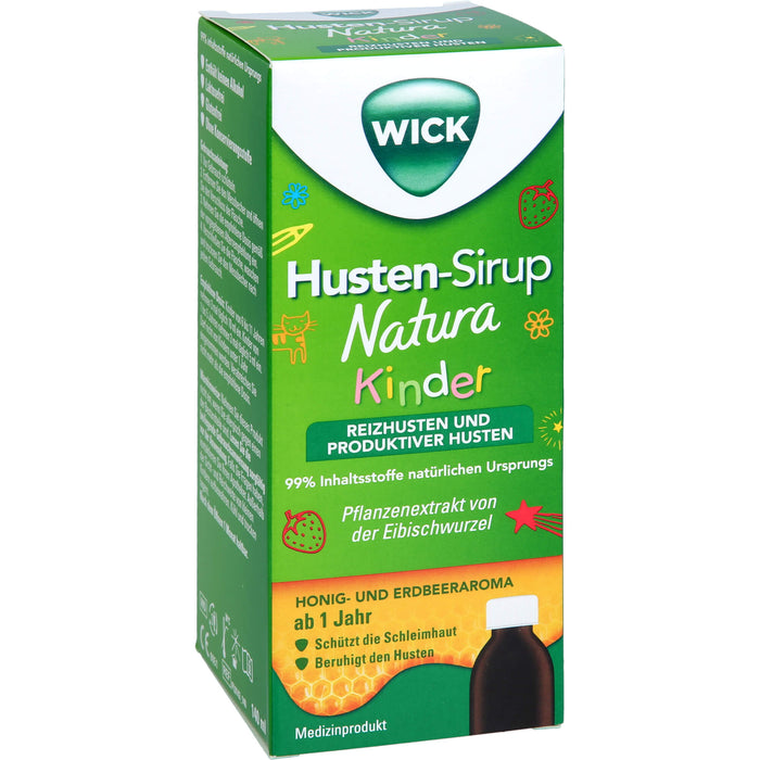 WICK Husten-Sirup Natura für Kinder bei Reizhusten und produktivem Husten, 140 ml Solution