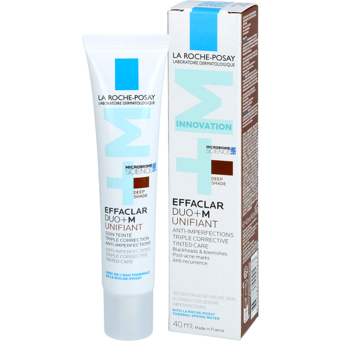 La Roche-Posay Effaclar Duo+M Unifiant getönte, dreifach tiefenwirksame Pflege gegen Unreinheiten dunkler Farbton, 40 ml Creme