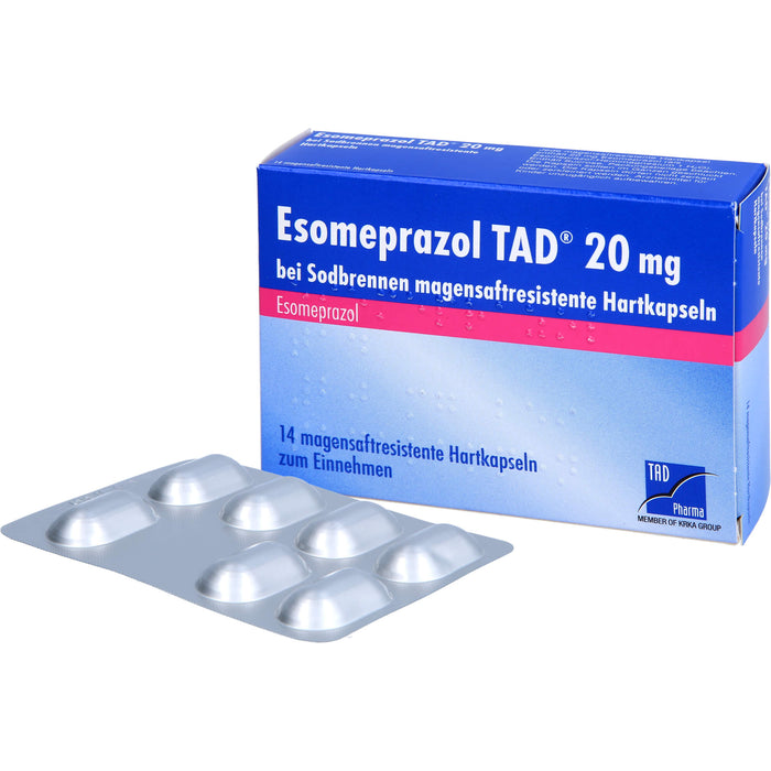 Esomeprazol TAD  20 mg bei Sodbrennen magensaftresistente Hartkapseln, 14 pcs. Capsules