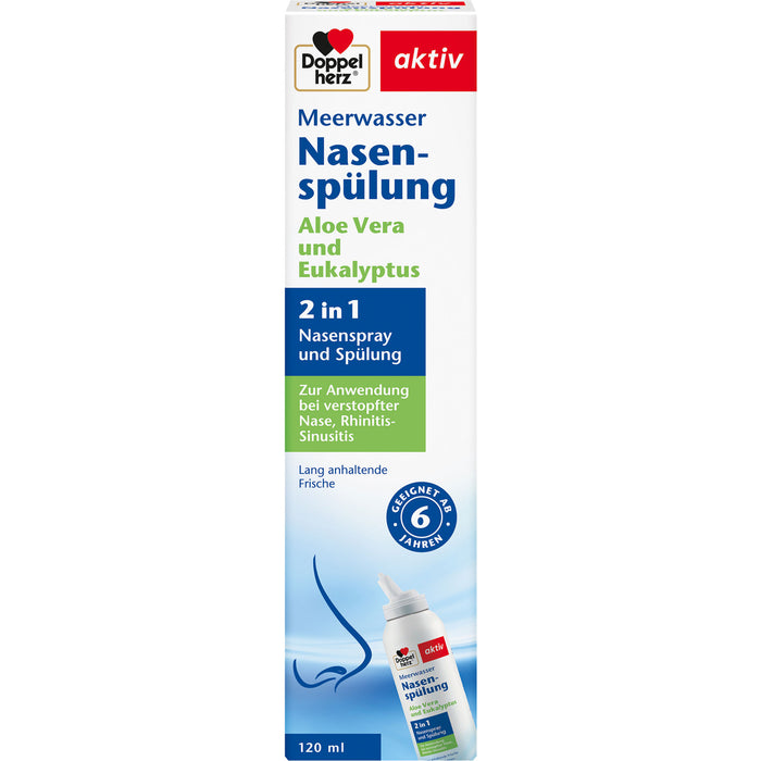 Doppelherz aktiv Meerwasser Nasenspülung Aloe Vera und Eukalyptus, 120 ml Lösung