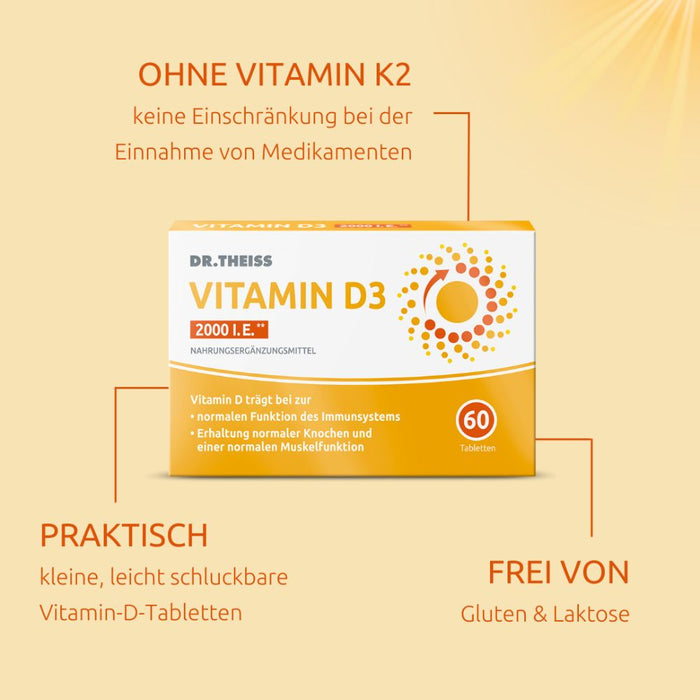 Dr. THEISS Vitamin D3 2000 I.E., 60 pcs. Tablets