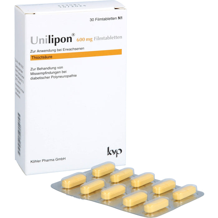 Unilipon 600 mg Filmtabletten bei Missempfindungen bei diabetischer Polyneuropathie, 30 St. Tabletten