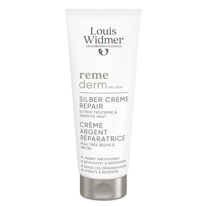 Louis Widmer Remederm Silber Creme Repair ohne Parfum für extrem trockene und gereizte Haut, 75 ml Creme