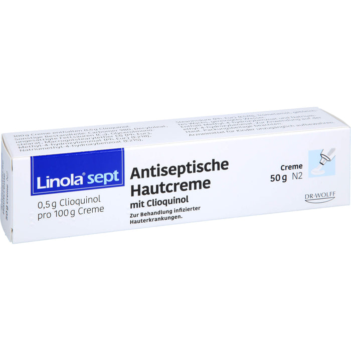 Linola sept antiseptische Hautcreme mit Clioquinol bei abgeschürfter, entzündeter oder eitriger Haut, 50 g Creme