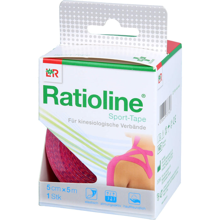 Ratioline Sport-Tape 5 cm x 5 m pink für kinesiologische Verbände, 1 pc pansement