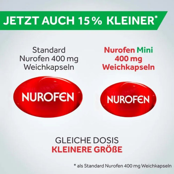 Nurofen Mini 400 mg Weichkapseln bei Schmerzen oder Fieber, 20 pcs. Capsules