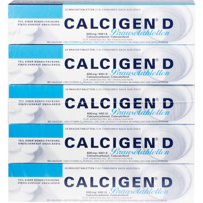 CALCIGEN D 600 mg / 400 I.E. Brausetabletten bei gleichzeitigem Calcium- und Vitamin D-Mangel, 100 pcs. Effervescent tablets