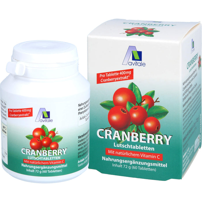 Avitale Cranberry Lutschtabletten mit natürlichem Vitamin C, 60 pcs. Tablets
