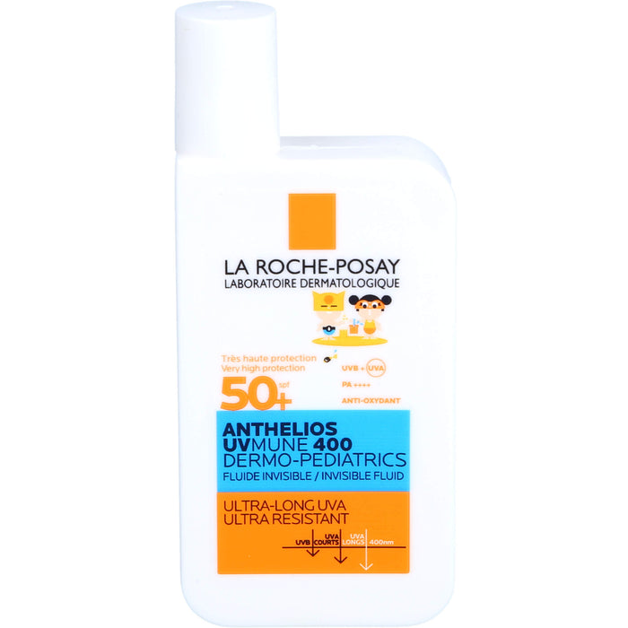 La Roche-Posay Anthelios UV MUNE 400 Dermo-Pediatrics Invisible Fluid LSF 50+ für die empfindliche, zu Neurodermitis neigende Kinderhaut, 50 ml Solution