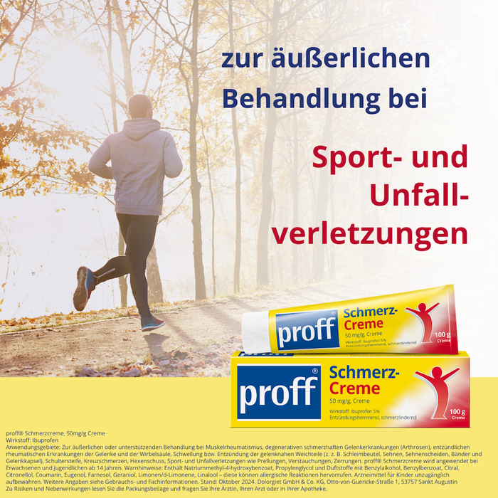proff Schmerzcreme mit Ibuprofen – zur äußerlichen Behandlung von Muskel-, Gelenk- und Rückenschmerzen bei rheumatischen Erkrankungen oder nach Sport- und Unfallverletzungen, 100 g Cream
