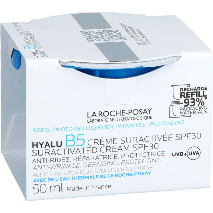 La Roche-Posay Hyalu B5 Suractivated Cream LSF 30 Anti-Falten-Pflege, regenerierend, schützend Nachfüllpack, 50 ml Crème