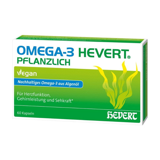 Omega-3 Hevert pflanzlich für eine gesunde Herzfunktion, Gehirnleistung und Sehkraft, 60 St. Kapseln