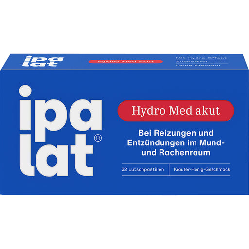 Ipalat Hydro med akut Lutschpastillen bei Reizungen und Entzündungen im Mund- und Rachenraum, 32 St. Pastillen