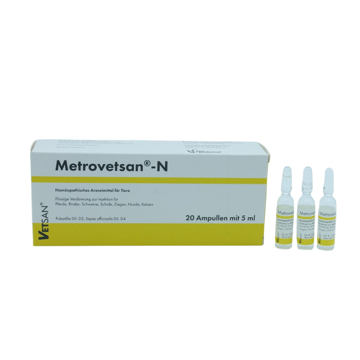 Metrovetsan-N flüssige Verdünnung zur Injektion für Pferde, Rinder, Schweine, Schafe, Ziegen, Katzen und Hunde, 20 pc Ampoules