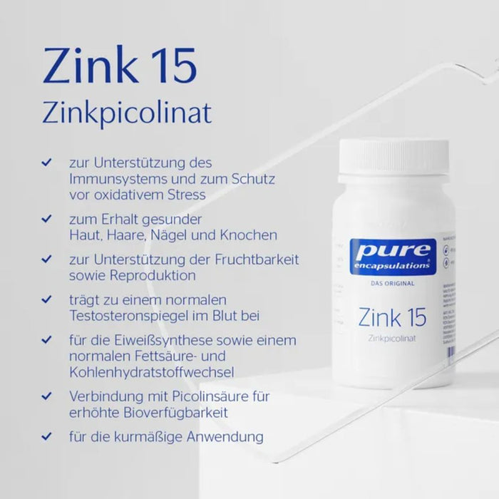 Pure Encapsulations Zink 15 Zinkpicolinat Kapseln, 30 pc Capsules