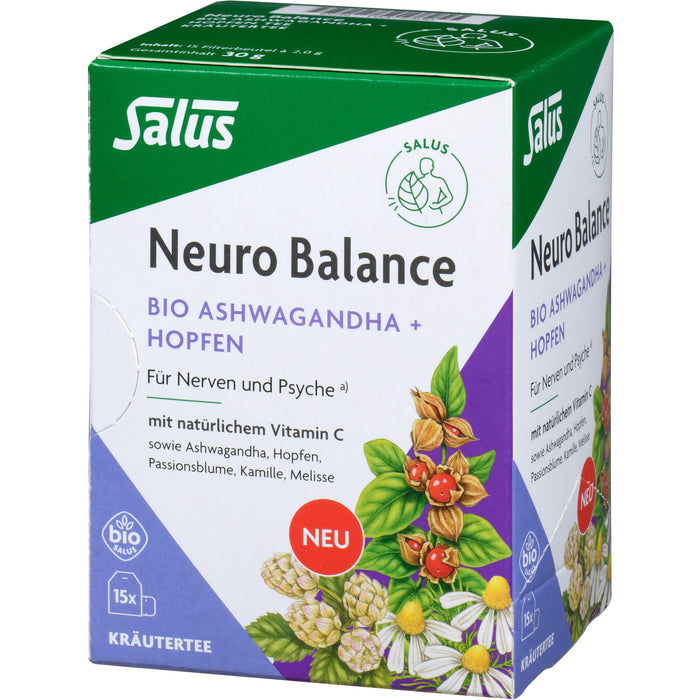 Salus Neuro Balance Bio Ashwagandha + Hopfen Tee, 15 pc Sac filtrant