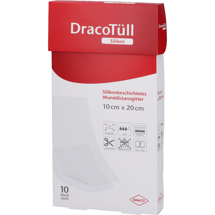 DracoTüll Silikon 10 x 20 cm steril, 10 pcs. dressing
