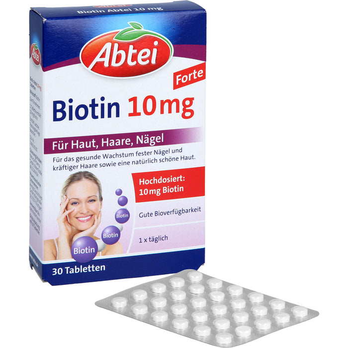 Abtei Biotin 10 mg forte Tabletten für Haut, Haare und Nägel, 30 pc Tablettes