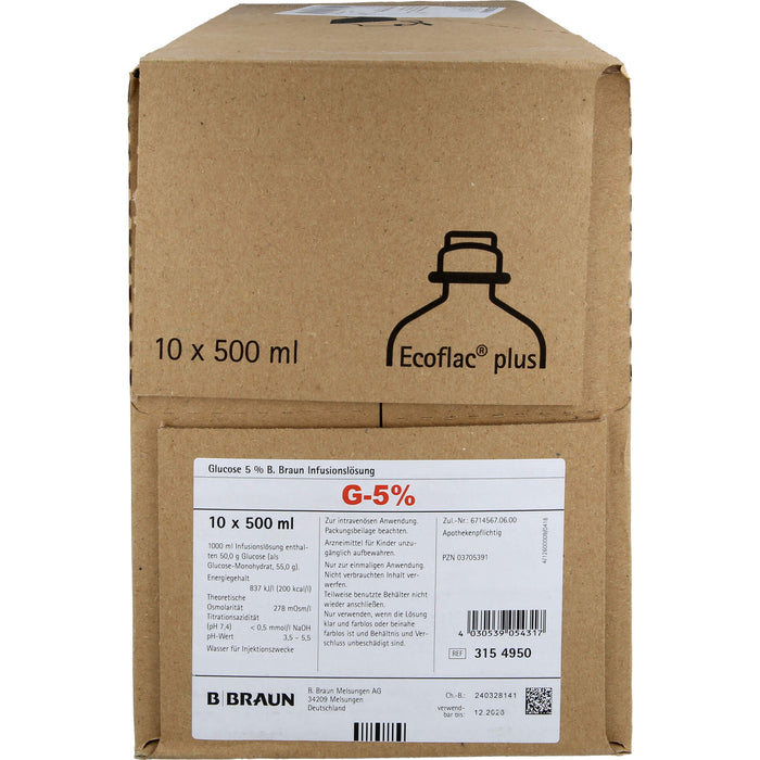 Glucose 5% B. Braun Ecoflac Plus 500 ml, 5000 ml Lösung