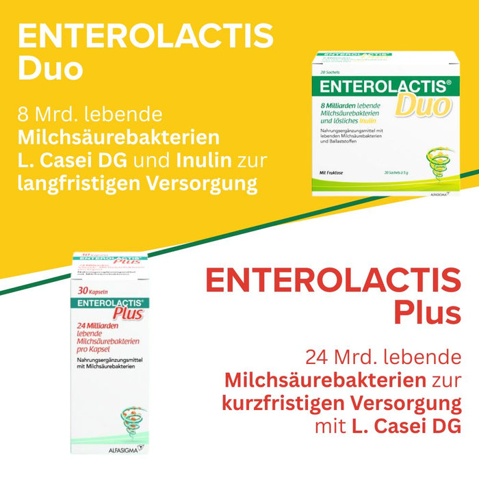 Enterolactis Duo - natürliche Versorgung der Darmflora und des Darmmikrobioms mit L. Casei DG & Inulin - laktosefrei & glutenfrei, 20 St. Beutel