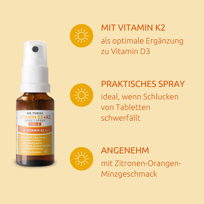 Dr. Theiss Vitamin D3 + K2 Direkt-Spray 2000 I.E., 20 ml Spray