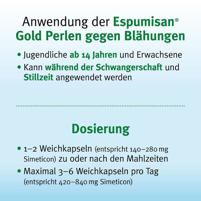 Espumisan Gold Perlen gegen Blähungen (Medizinprodukt), 40 pc Capsules