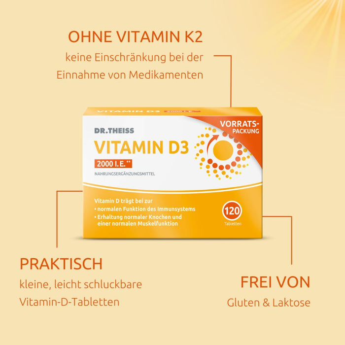 Dr. THEISS Vitamin D3 2000 I.E., 120 pcs. Tablets