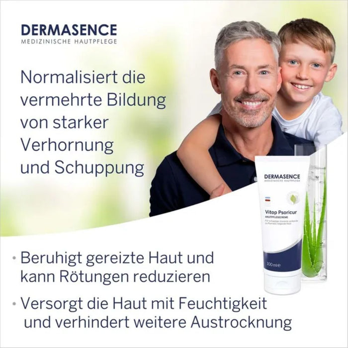 DERMASENCE Vitop Psoric Akutpflegecreme für schuppige, trockene, juckende zu Psoriasis neigende Haut, 100 ml Creme