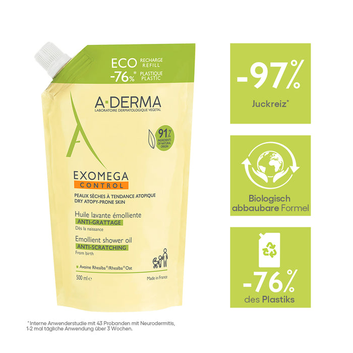 A-DERMA EXOMEGA CONTROL Duschöl Nachfüllpackung, 500 ml Shower Gel