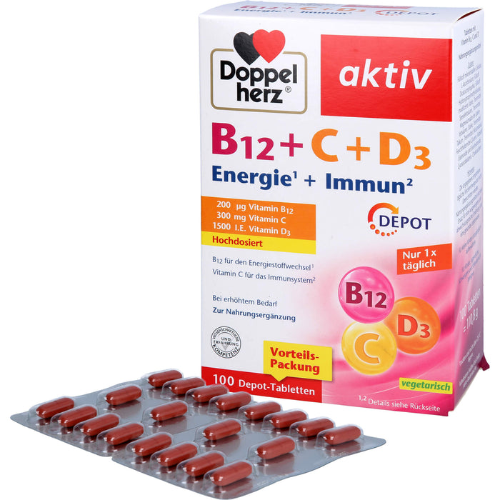 Doppelherz B12 + C + D3 Depot aktiv, 100 St TAB
