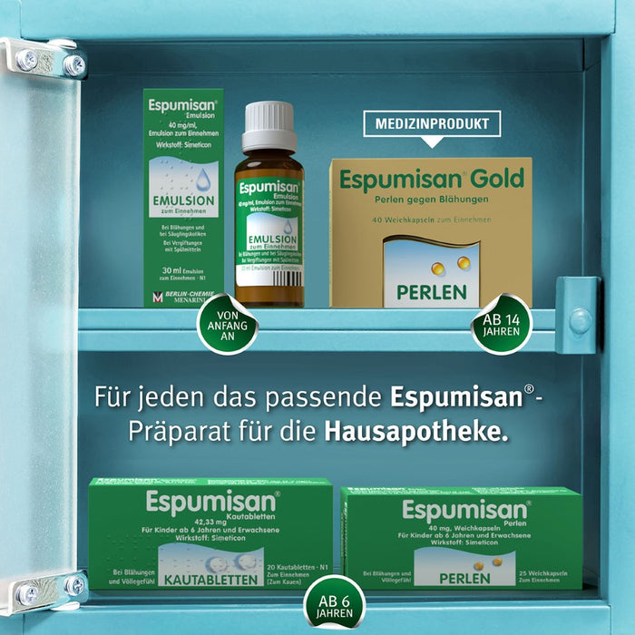 Espumisan Gold Perlen gegen Blähungen (Medizinprodukt), 40 pc Capsules