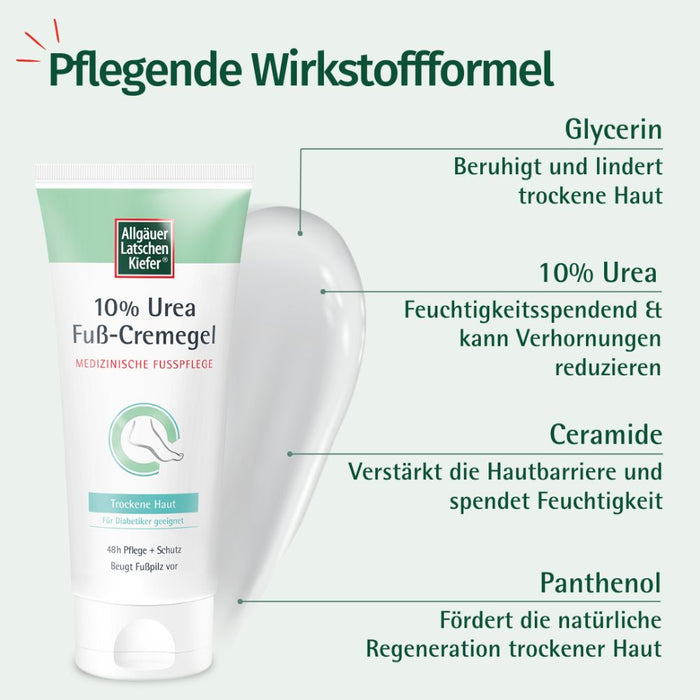 ALLGÄUER LATSCHENKIEFER 10% Urea Fuß Cremegel, 100 ml Crème