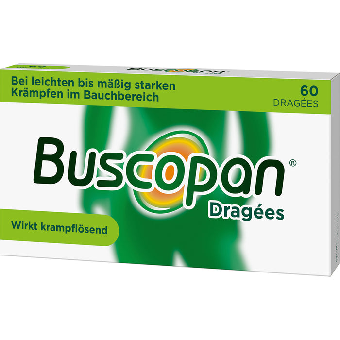 Buscopan Dragées mit Butylscopolamin bei leichten bis mäßig starken Bauchschmerzen und Bauchkrämpfen, 60 pc Dragées