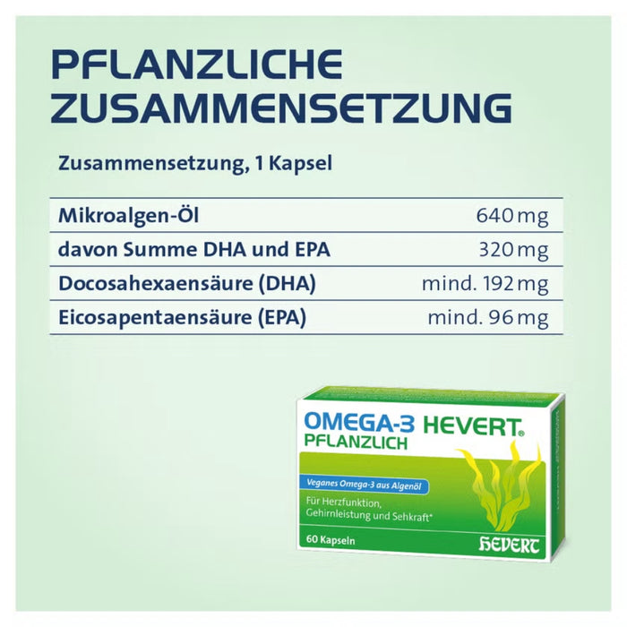 Omega-3 Hevert pflanzlich Kapseln, 60 St. Kapseln