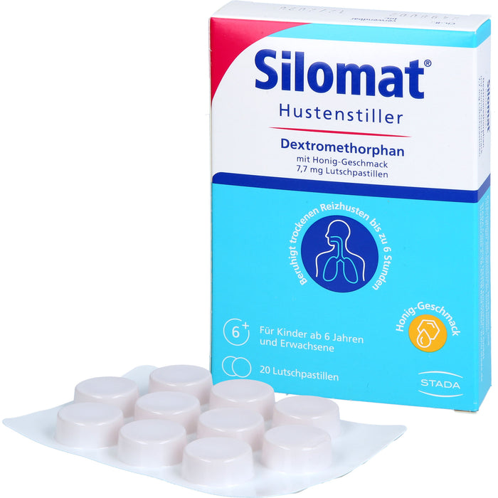 Silomat Hustenstiller Lutschpastillen mit Dextromethorphan gegen Reizhusten mit Honiggeschmack, 20 pc Pastilles