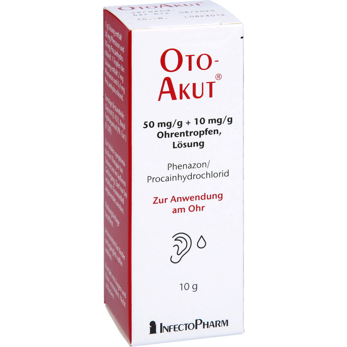 OtoAkut 50 mg/g Phenazon + 10 mg/g Procain hydrochlorid Ohrentropfen, 10 g Solution
