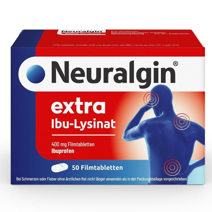 Neuralgin extra Ibu-Lysinat Filmtabletten schnelle Schmerzlinderung mit Wirkbeschleuniger Lysin, 50 St. Tabletten