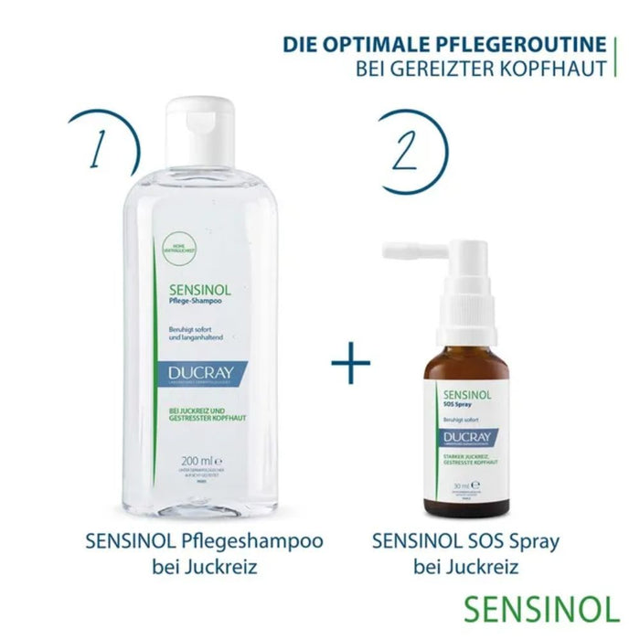 DUCRAY SENSINOL Pflegeshampoo bei Juckreiz und gestresster Kopfhaut, 200 ml Shampoo