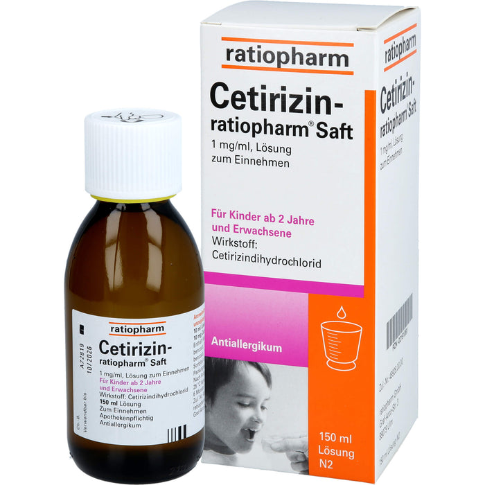 Cetirizin-ratiopharm Saft Antiallergikum, 150 ml Solution