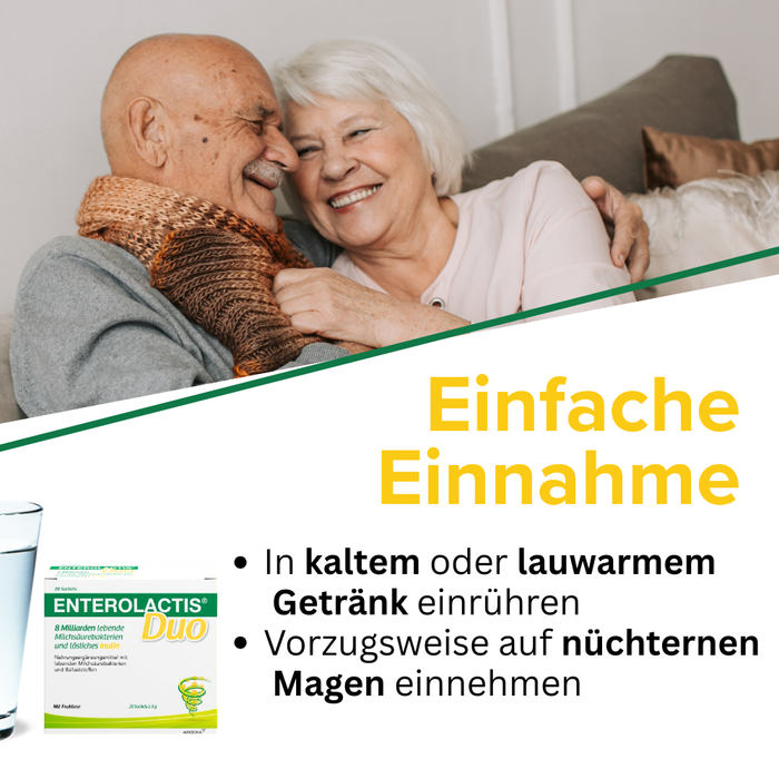 Enterolactis Duo - natürliche Versorgung der Darmflora und des Darmmikrobioms mit L. Casei DG & Inulin - laktosefrei & glutenfrei, 20 pcs. Sachets