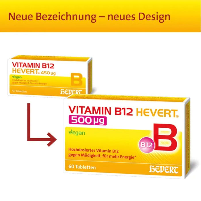 Vitamin B12 Hevert 500 µg – verringert Müdigkeit und unterstützt den Energiestoffwechsel, 60 St. Tabletten