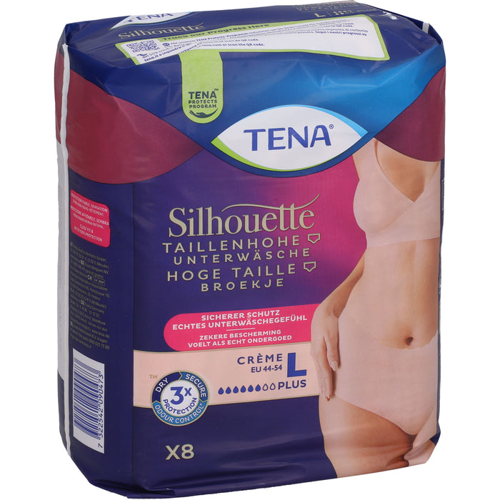 TENA Silhouette taillenhohe Unterwäsche Creme EU 44-54 Gr.L, 8 pc Culottes à usage unique