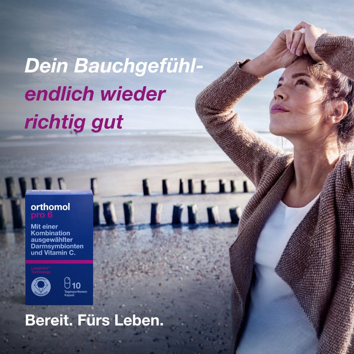 Orthomol Pro 6 Kapseln - mit einer Kombination ausgewählter Darmsymbionten und Vitamin C, 10 St. Tagesportionen