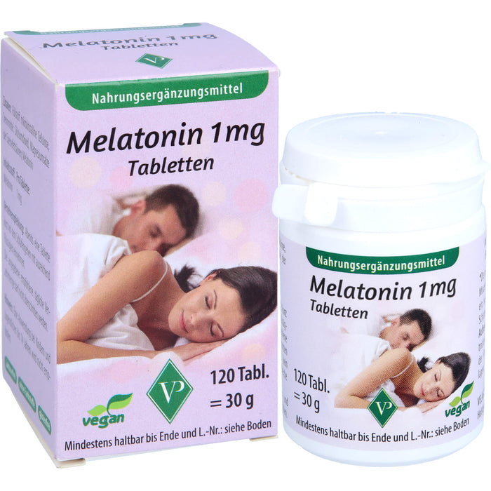 Velag Pharma Melatonin 1 mg Tabletten zur Verkürzung der Einschlafzeit, 120 pc Tablettes