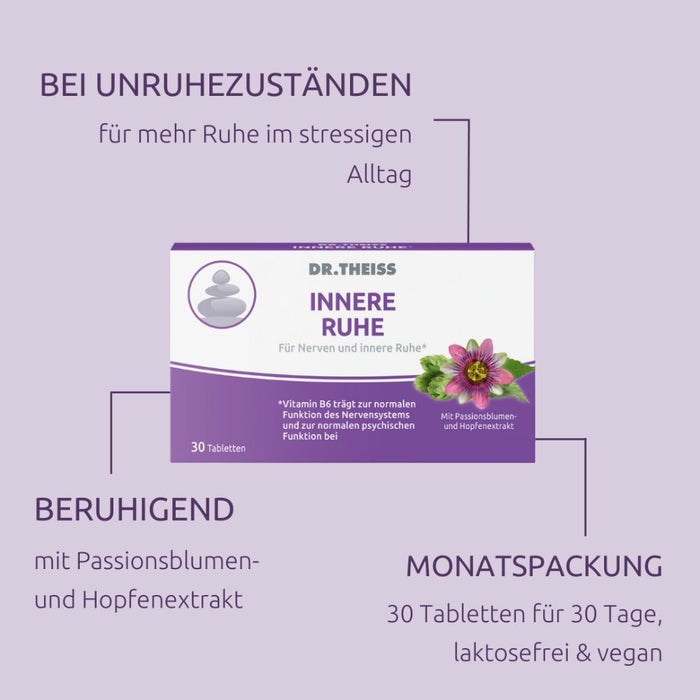 DR.THEISS Innere Ruhe Tabletten trägt zur normalen Funktion des Nervensystems bei, 30 pc Tablettes