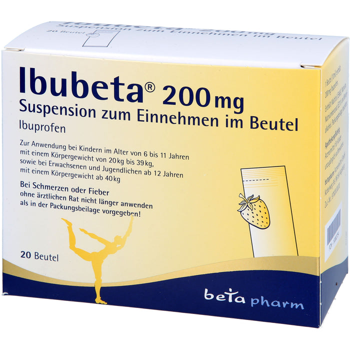 Ibubeta 200 mg Suspension bei Schmerzen oder Fieber, 20 pc Sachets