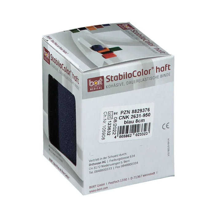 BORT StabiloColor haft kohäsive dauerelastische Binde 8 cm blau, 1 St. Binde